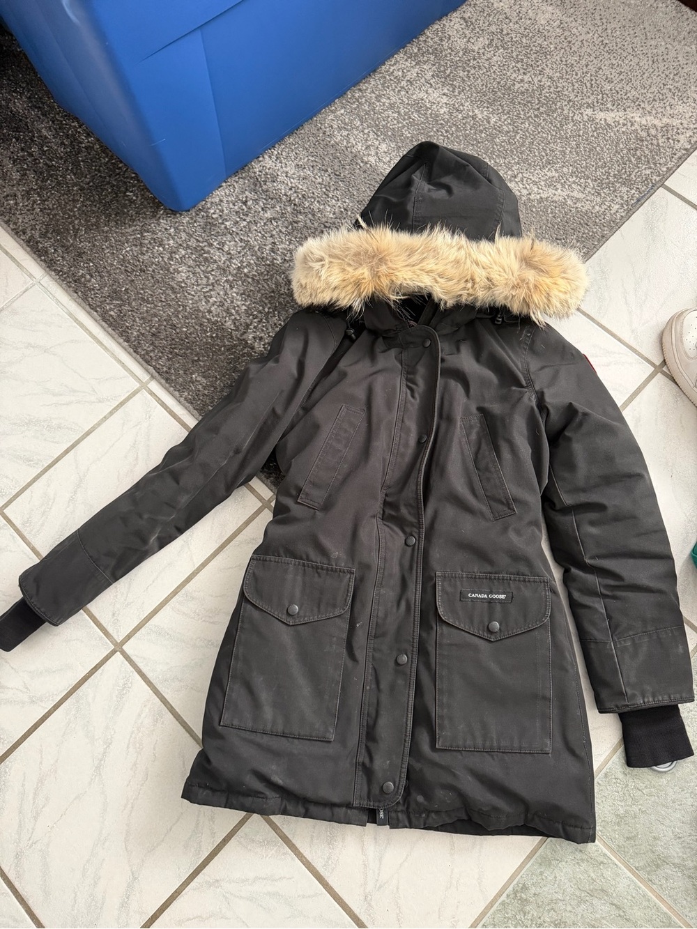 Canada Goose Black Parka with Natural Fur-Trim Hood